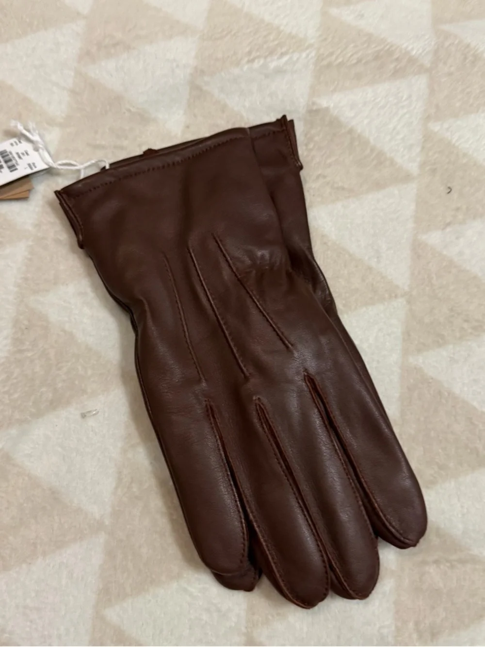 J crew small Burnished sienna Cashmere-lined leather gloves size large